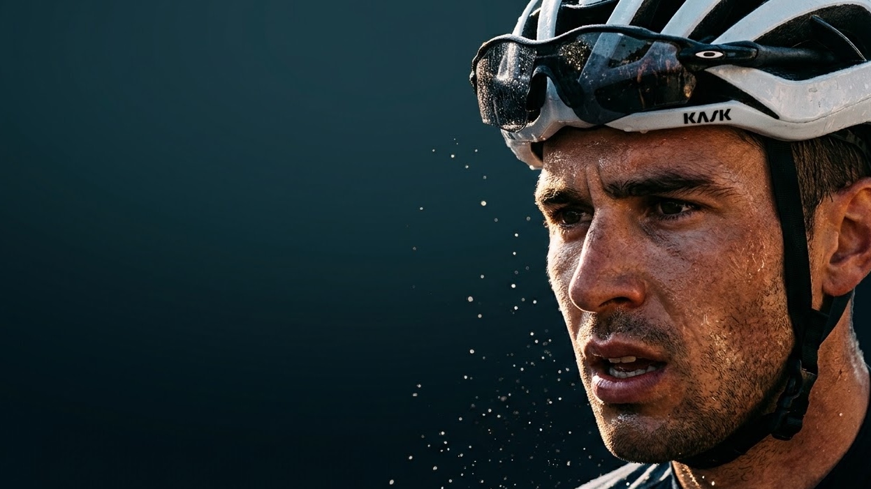 Athlete wearing cycling helmet